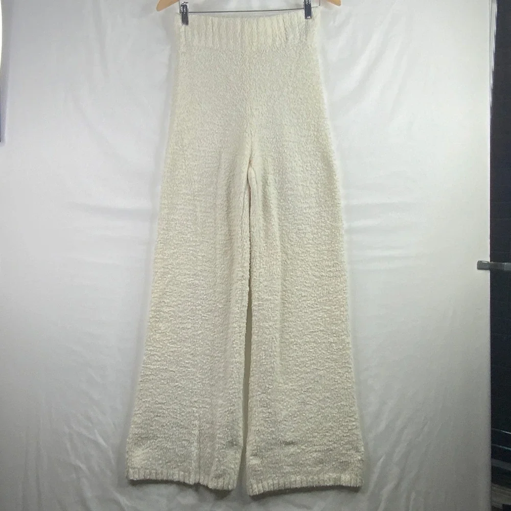 SKIMS Cozy Knit Pant Bone White Wide Leg Lounge Pants S/M RN158973